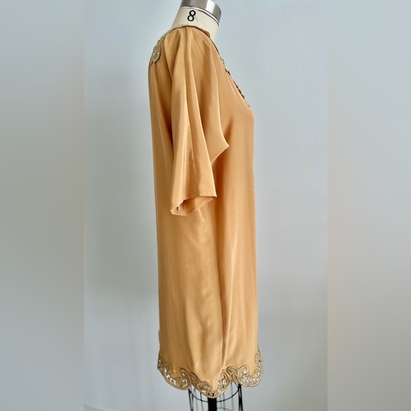 Luxury Silk Mini Tunic Dress with Crystals and gold embroidery , Handmade S-M - Picture 12 of 17